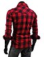 baratos camisas masculinas casuais-Homens Camisa Social Xadrez Colarinho Clássico Preto Vermelho Manga Longa Diário Final de semana Delgado Blusas Roupa de rua / Verão / Primavera / Verão