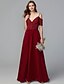 cheap Bridesmaid Dresses-A-Line Spaghetti Strap Floor Length Chiffon / Lace Bridesmaid Dress with Lace / Ruching