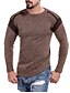 abordables Camisetas y camisas de tirantes de hombre-Hombre Básico Algodón Camiseta, Escote Redondo Un Color Azul Marino M / Manga Larga