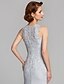 cheap Mother of the Bride Dresses-Sheath / Column Mother of the Bride Dress Jewel Neck Floor Length Lace Sleeveless with Lace 2021