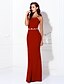 cheap Prom Dresses-Sheath / Column Elegant Dress Wedding Guest Prom Floor Length Sleeveless Halter Neck Spandex Crisscross Back with Beading