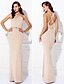 cheap Prom Dresses-Sheath / Column Elegant Dress Wedding Guest Prom Floor Length Sleeveless Halter Neck Spandex Crisscross Back with Beading