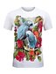 baratos Camisetas masculinas casuais-Homens Camiseta Chifon, Animal Decote Redondo Delgado Branco / Manga Curta / Verão