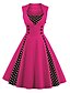 cheap Historical &amp; Vintage Costumes-Audrey Hepburn Why Woman Kill Polka Dots Dresses Retro Vintage 1950s Vacation Dress Summer Dress Rockabilly Prom Dress Women&#039;s Costume Red black / Fuschia / Red Vintage Cosplay Homecoming Sleeveless