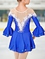 billige Kunstløp-Figure Skating Dress Women&#039;s Girls&#039; Ice Skating Dress Violet White Yellow Patchwork Flower Mesh High Elasticity Training Practice Competition Skating Wear Handmade Floral Botanical Half Sleeve Ice