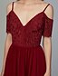 cheap Bridesmaid Dresses-A-Line Spaghetti Strap Floor Length Chiffon / Lace Bridesmaid Dress with Lace / Ruching
