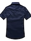 お買い得  メンズシャツ-男性用 プラスサイズ ソリッド 刺繍 シャツ - コットン ベーシック 日常 スタンドカラー ホワイト / ブラック / アーミーグリーン / ネイビーブルー / ライトブルー / 半袖