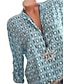 お買い得  Blusas e Camisas de mulher-Women&#039;s Plus Size Blouse Shirt Geometric Sexy Print Shirt Collar Basic Tops Blue Gray Red