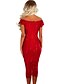 cheap Women&#039;s Dresses-Women&#039;s Bodycon Dress - Short Sleeve Solid Colored Lace Off Shoulder Spring Summer Off Shoulder Sexy Cocktail Party Birthday Belt Not Included Red Camel Royal Blue S M L XL