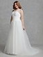 levne ウェディングドレス-Open Back Wedding Dresses Court Train A-Line Sleeveless V Neck Tulle With Ruched 2023 Bridal Gowns