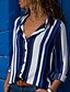 cheap Plus Size Tops-Women&#039;s Striped Shirt - Cotton Daily Shirt Collar Wine / Black / Blue / Purple / Fuchsia / Orange / Green