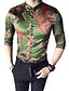 cheap Men&#039;s Shirts-Men&#039;s Daily Casual Plus Size Silk Shirt - Multi Color Print Button Down Collar Green / Long Sleeve / Spring / Fall