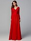 cheap Bridesmaid Dresses-A-Line V Neck Floor Length Chiffon / Lace Bridesmaid Dress with Lace