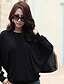cheap Plus Size Tops-Women&#039;s Blouse Solid Colored Plus Size Round Neck Weekend Long Sleeve Loose Tops White Black / Batwing Sleeve