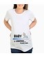billige Graviditetstoppe-Dame T-shirt Tegneserie Barsel Kortærmet Daglig Toppe Gade Hvid