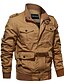 cheap Men&#039;s Jackets &amp; Coats-Men&#039;s Daily / Holiday Basic / Military Spring &amp;  Fall Plus Size Regular Jacket, Solid Colored Stand Long Sleeve Cotton / Polyester Patchwork / Embroidered Black / Army Green / Khaki