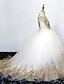 billiga Brudnäbbsklänningar-Princess / Ball Gown Maxi Wedding / Party Polyester Sleeveless High Neck with Beading / Paillette