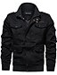 cheap Manteaux &amp; Vestes Homme-Men&#039;s Daily / Holiday Basic / Military Spring &amp;  Fall Plus Size Regular Jacket, Solid Colored Stand Long Sleeve Cotton / Polyester Patchwork / Embroidered Black / Army Green / Khaki