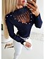 preiswerte Damen Pullover-Damen Alltag Street Schick Solide Langarm Standard Pullover Pullover Jumper Blau / Grau S / M / L