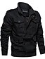 cheap Men&#039;s Jackets &amp; Coats-Men&#039;s Daily / Holiday Basic / Military Spring &amp;  Fall Plus Size Regular Jacket, Solid Colored Stand Long Sleeve Cotton / Polyester Patchwork / Embroidered Black / Army Green / Khaki