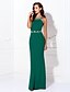 cheap Prom Dresses-Sheath / Column Elegant Dress Wedding Guest Prom Floor Length Sleeveless Halter Neck Spandex Crisscross Back with Beading