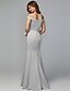 cheap Bridesmaid Dresses-Mermaid / Trumpet Off Shoulder Floor Length Satin Bridesmaid Dress with Sash / Ribbon