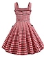 cheap Vintage Dresses-Women&#039;s Sheath Dress Sleeveless Plaid Spring Summer Strap Basic Party Cotton Slim Red S M L XL / Mini