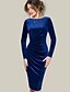 cheap Party Dresses-Women&#039;s Plus Size Cocktail Party Elegant Slim Sheath Dress Velvet Black Wine Blue S M L XL
