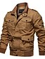 cheap Men&#039;s Jackets &amp; Coats-Men&#039;s Daily / Holiday Basic / Military Spring &amp;  Fall Plus Size Regular Jacket, Solid Colored Stand Long Sleeve Cotton / Polyester Patchwork / Embroidered Black / Army Green / Khaki