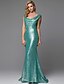 Χαμηλού Κόστους Βραδινά Φορέματα-Τρομπέτα / Γοργόνα Φανταχτερό Χοροεσπερίδα Επίσημο Βραδινό Φόρεμα Scoop Neck Αμάνικο Ουρά Με πούλιες με Χάντρες Πούλιες 2020