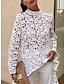 cheap Women&#039;s Blouses &amp; Shirts-Women&#039;s Shirt Blouse Tunic Black White Yellow Plain Lace See Through Long Sleeve Casual Going out Elegant Round Neck Long Slim S