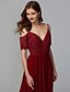 cheap Bridesmaid Dresses-A-Line Spaghetti Strap Floor Length Chiffon / Lace Bridesmaid Dress with Lace / Ruching