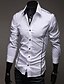 abordables Chemises habillées pour hommes-Chemise Homme Couleur Pleine Manches Longues Blanche Noir Gris Grande Taille du quotidien Coton Polyester