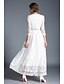 cheap Cocktail Dresses-A-Line Empire White Holiday Cocktail Party Dress Jewel Neck 3/4 Length Sleeve Ankle Length Lace with Bow(s) Pattern / Print 2020