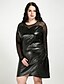 cheap Plus Size Dresses-Women&#039;s Plus Size White Black Dress Vintage Fall Daily Shift Solid Colored Mesh XXL XXXL