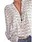 お買い得  Blusas e Camisas de mulher-Women&#039;s Plus Size Blouse Shirt Geometric Sexy Print Shirt Collar Basic Tops Blue Gray Red