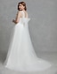 cheap Wedding Dresses-Open Back Wedding Dresses Court Train A-Line Sleeveless V Neck Tulle With Ruched 2023 Bridal Gowns