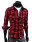 cheap Men&#039;s Casual Shirts-Men&#039;s Shirt Plaid / Check Classic Collar Black Red Long Sleeve Daily Weekend Slim Tops Streetwear / Summer / Spring / Summer
