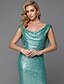 Χαμηλού Κόστους Βραδινά Φορέματα-Τρομπέτα / Γοργόνα Φανταχτερό Χοροεσπερίδα Επίσημο Βραδινό Φόρεμα Scoop Neck Αμάνικο Ουρά Με πούλιες με Χάντρες Πούλιες 2020