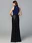 baratos Vestidos para Madrinhas-Sheath / Column High Neck Floor Length Chiffon / Sequined Bridesmaid Dress with Sequin