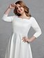 ieftine Rochii de Mireasă-Linia -A Rochii de mireasa Pătrat Lungime Podea Satin Lungime Manșon 3/4 Elegant Simplu Casual Mica Rochie Albă Mărime Plus Size cu 2021