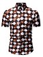 cheap Men&#039;s Shirts-Men&#039;s Geometric Color Block Print Shirt Business Basic Daily Club Classic Collar Purple / Brown / Short Sleeve / Spring