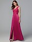 cheap Bridesmaid Dresses-A-Line V Neck Floor Length Lace / Taffeta Bridesmaid Dress with Lace