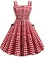 cheap Vintage Dresses-Women&#039;s Sheath Dress Sleeveless Plaid Spring Summer Strap Basic Party Cotton Slim Red S M L XL / Mini