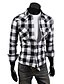 baratos camisas masculinas casuais-Homens Camisa Social Xadrez Colarinho Clássico Preto Vermelho Manga Longa Diário Final de semana Delgado Blusas Roupa de rua / Verão / Primavera / Verão