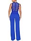 billige Jumpsuits til kvinder-Women&#039;s Basic Streetwear Daily Going out Black Blue Wine Jumpsuit Solid Colored Lace Trims