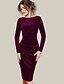 cheap Party Dresses-Women&#039;s Plus Size Cocktail Party Elegant Slim Sheath Dress Velvet Black Wine Blue S M L XL