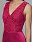 cheap Bridesmaid Dresses-A-Line V Neck Floor Length Lace / Taffeta Bridesmaid Dress with Lace