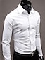 voordelige Overhemden-Heren zakelijk overhemd basic jurk werkkleding formele overhemden regular fit lange mouw klassieke kraag effen polyester zwart wit roze model 2024