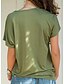 cheap Women&#039;s T-shirts-Women&#039;s T shirt Tee Black Wine Army Green Solid Colored Off Shoulder See Through Short Sleeve Daily Basic One Shoulder Regular Fit